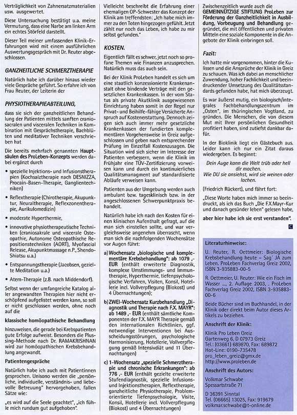 Artikel über das Klinik-Konzept der Klinik Pro Leben in Greiz, Seite 3
